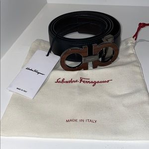 NWT AUTHENTIC Ferragamo double Gancini men’s belt